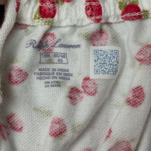 POLO RALPH LAUREN Baby Girl Toddle STRAWBERRY ROMPER One Piece Cotton Sz 18M - Picture 4 of 13